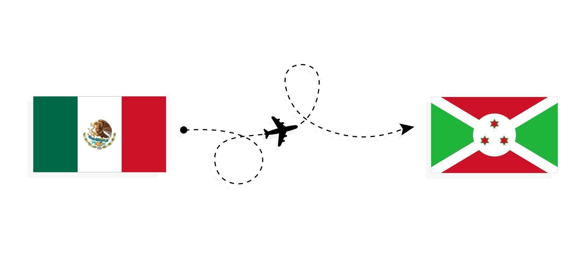 Flug und Reise von Mexiko nach Burundi mit dem Reisekonzept für Passagierflugzeuge vektor