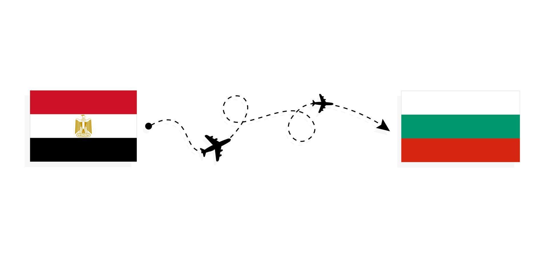 Flug und Reise von Ägypten nach Bulgarien mit dem Reisekonzept für Passagierflugzeuge vektor