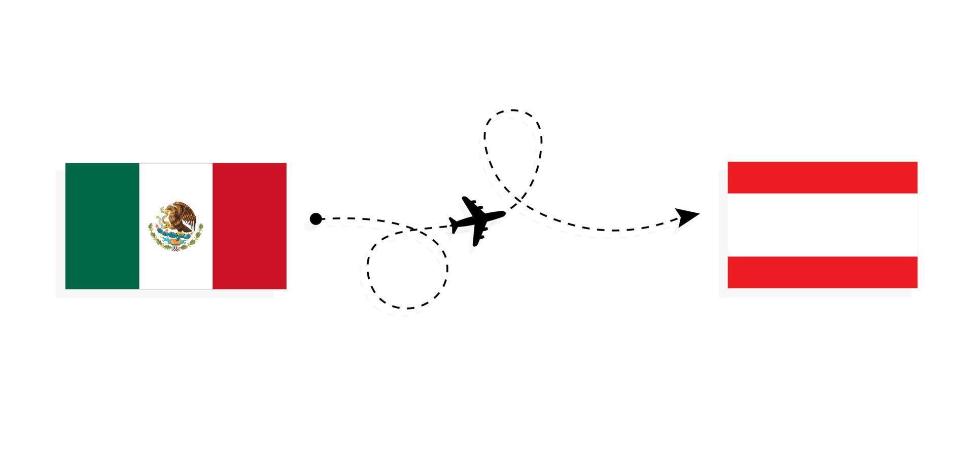 flyg och resor från Mexiko till Libanon med passagerarflygplan vektor