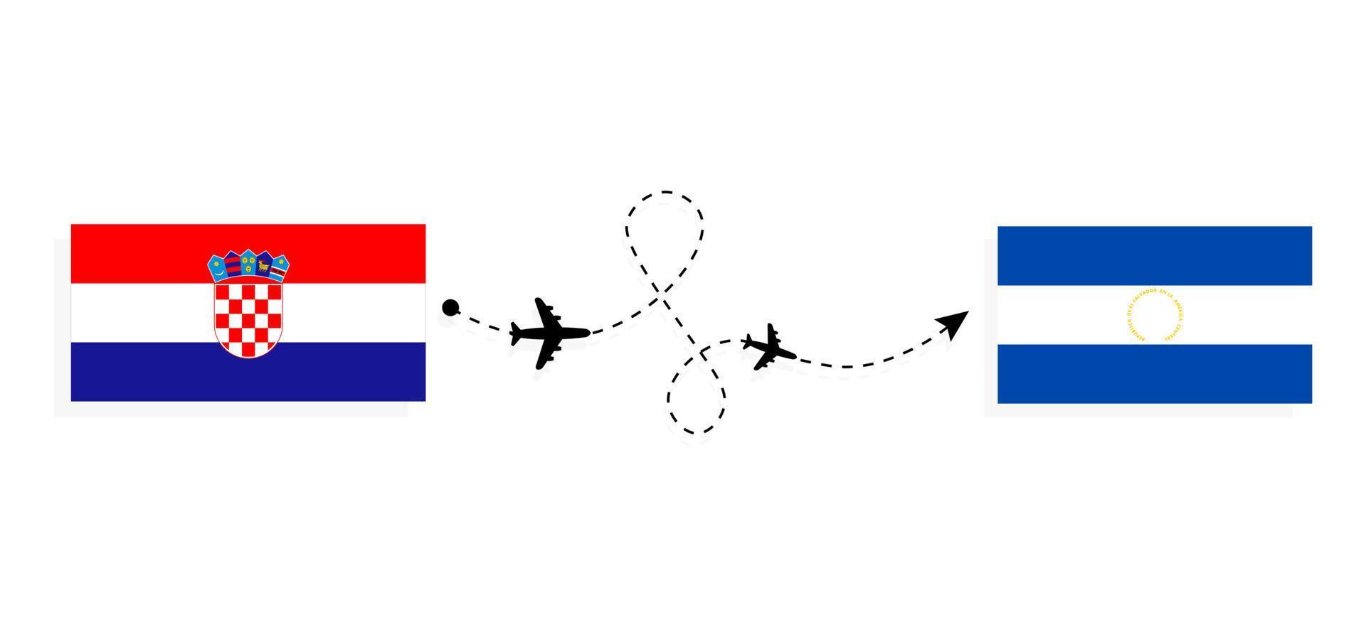 flyg och resor från Kroatien till El Salvador med passagerarflygplan vektor