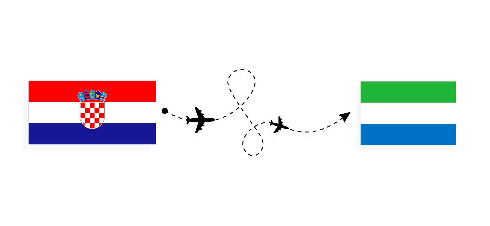 Flug und Reise von Kroatien nach Sierra Leone mit dem Reisekonzept des Passagierflugzeugs vektor