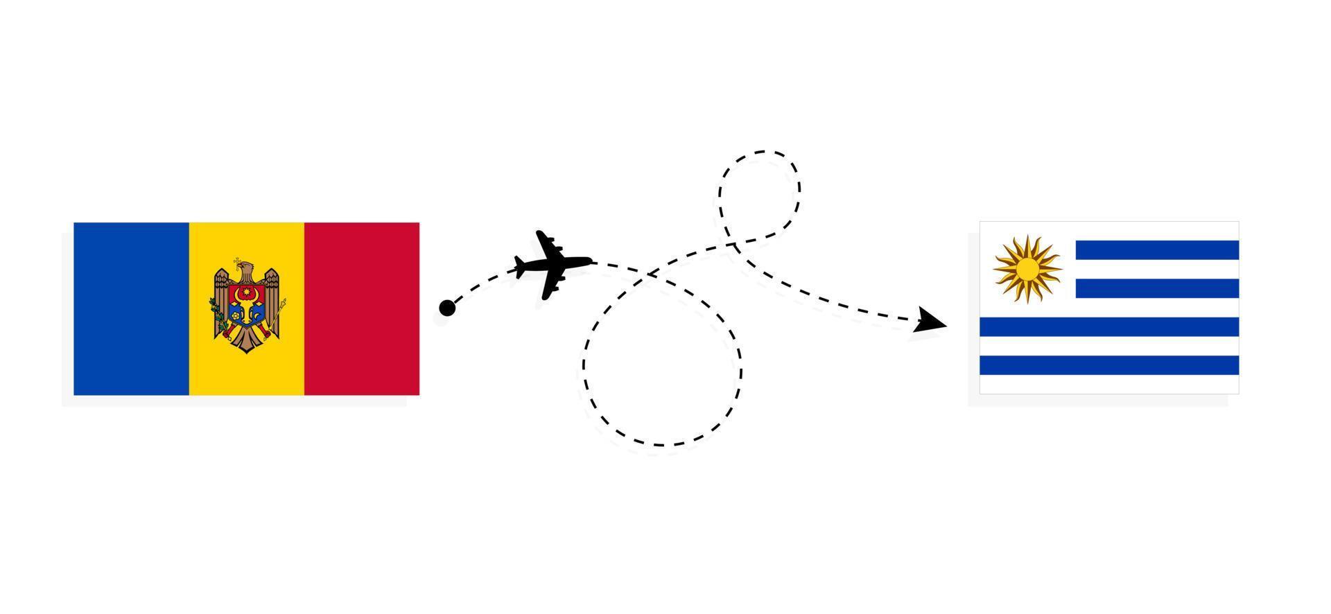 Flug und Reise von Moldawien nach Uruguay mit dem Reisekonzept für Passagierflugzeuge vektor