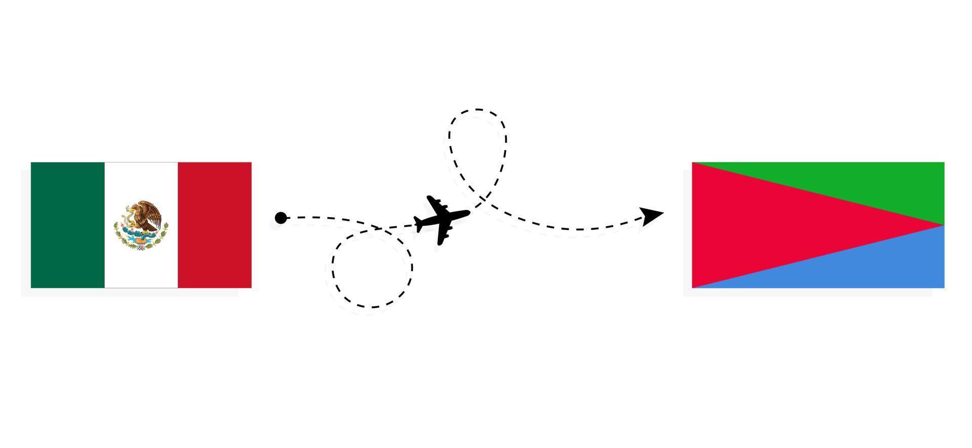 flyg och resor från Mexiko till Eritrea med passagerarflygplan vektor