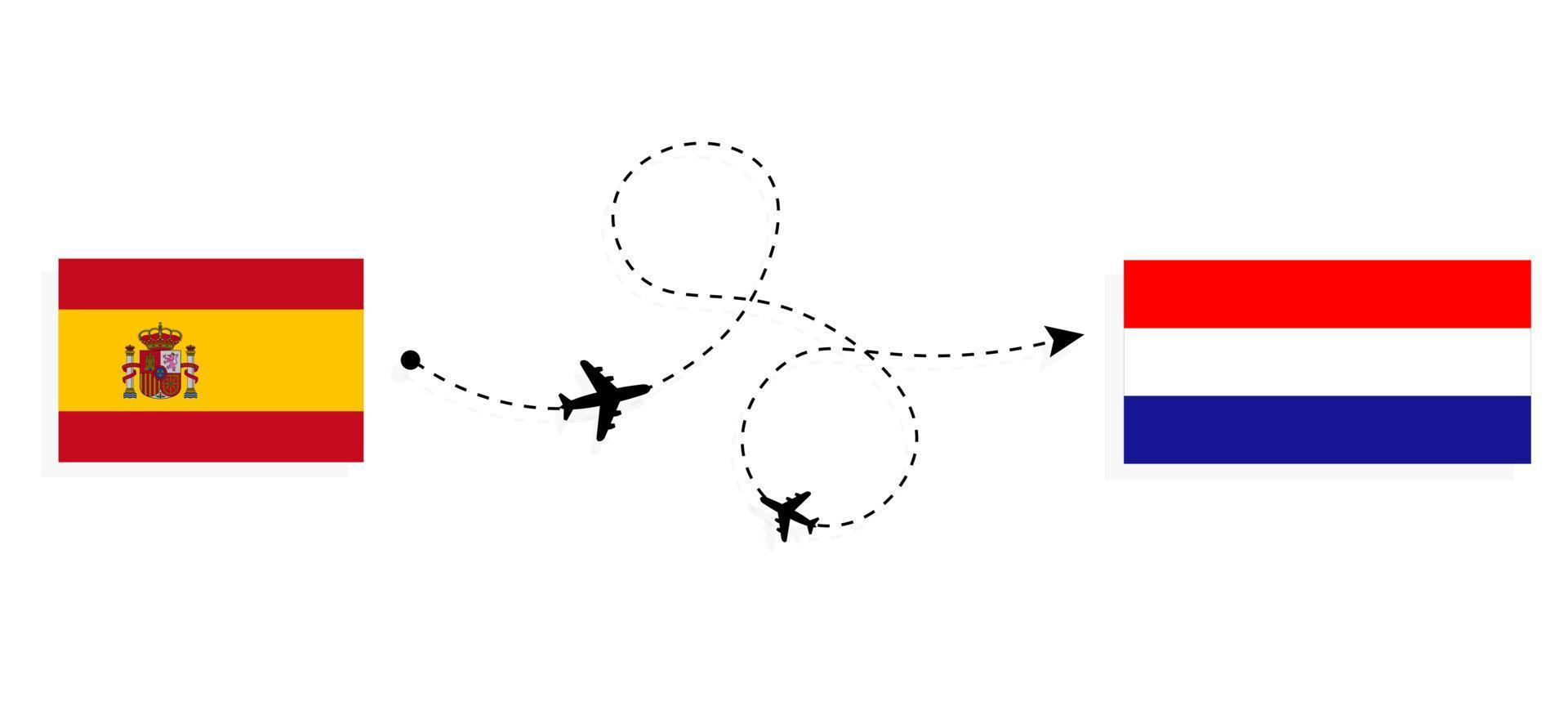 flyg och resor från Spanien till Kroatien med passagerarflygplan vektor