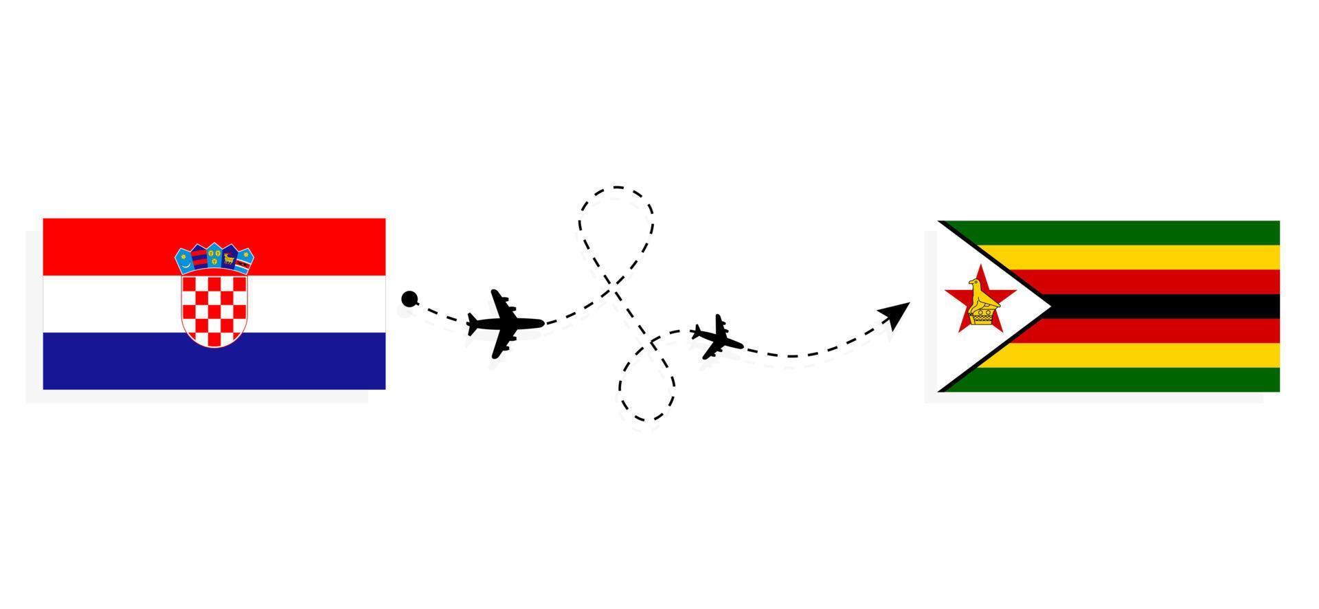 Flug und Reise von Kroatien nach Simbabwe mit dem Reisekonzept für Passagierflugzeuge vektor