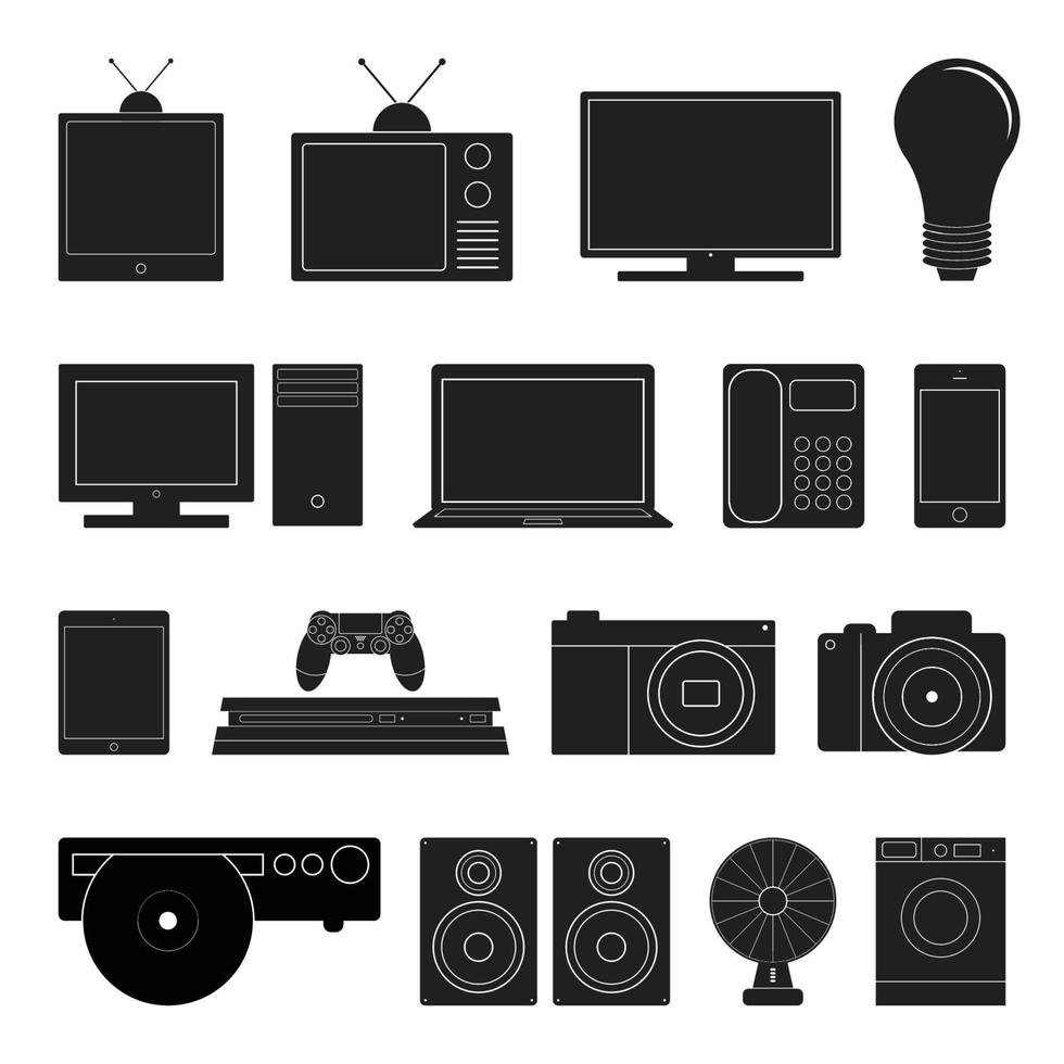 elektronisk teknik ikonuppsättning vektor illustration.