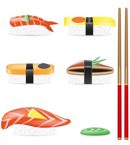 gesetzte Ikonen-Vektorillustration der Sushi vektor