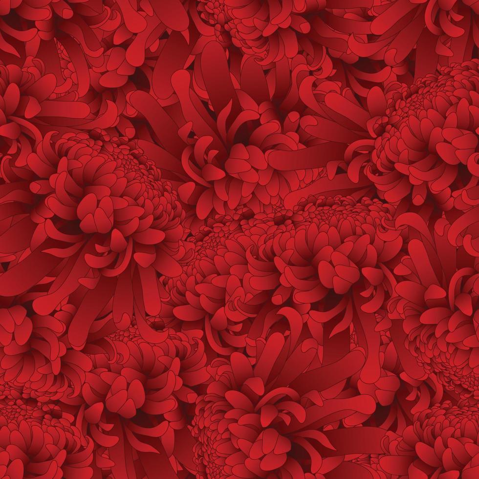 röd krysantemum blomma sömlös bakgrund vektor