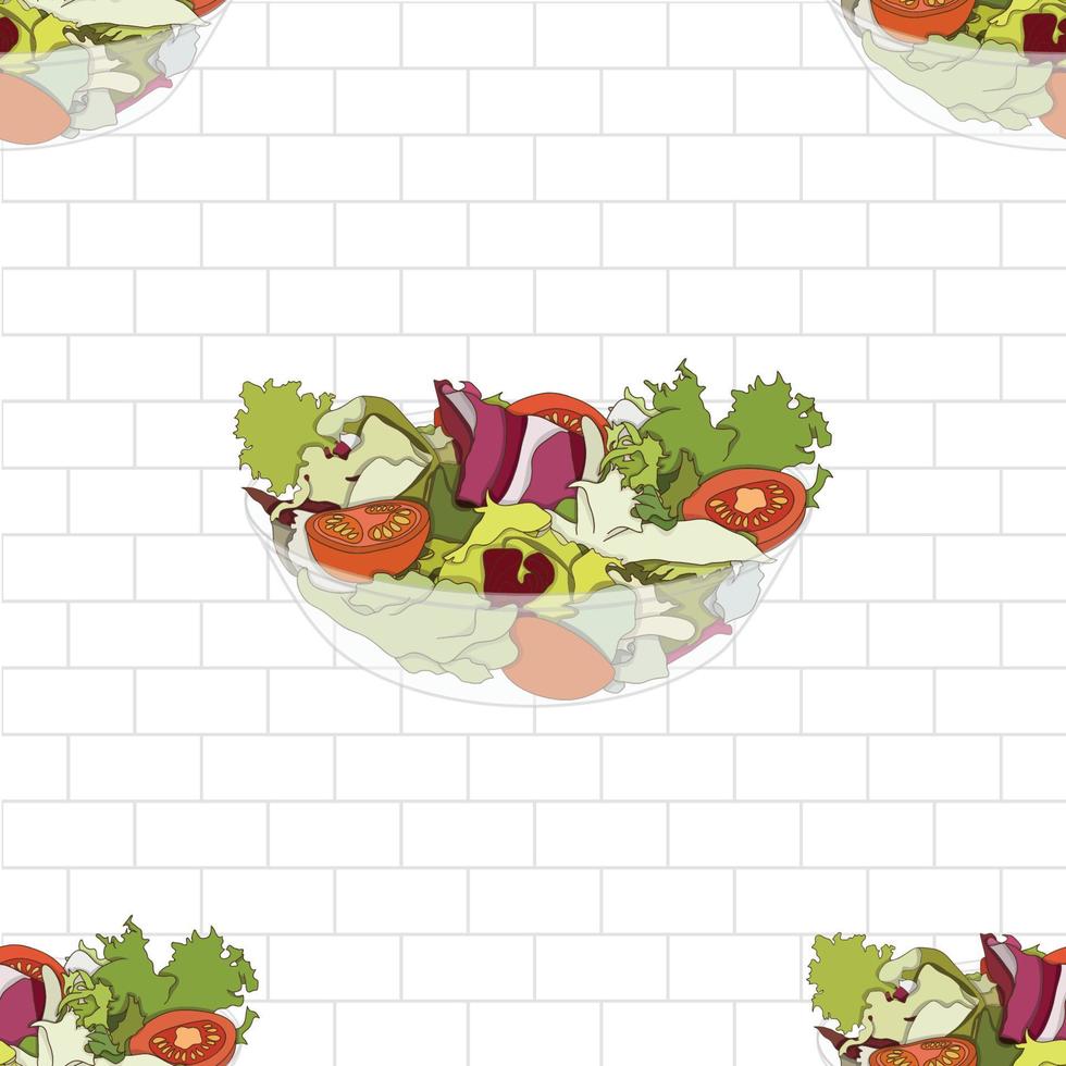 Salatschüssel auf weißer Mauer vektor