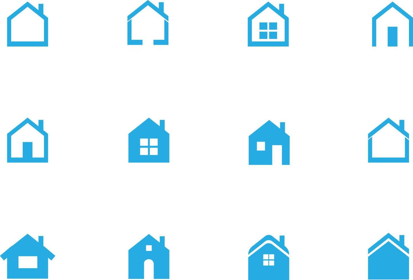 Haus blaues Set-Symbol vektor