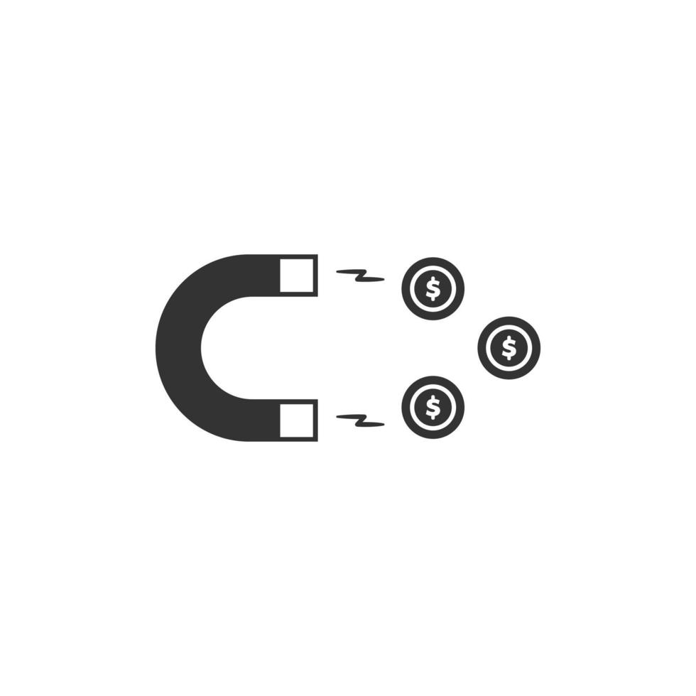 flaches Geld-Magnet-Symbol isoliert auf weißem Hintergrund. Vektor-eps10 vektor