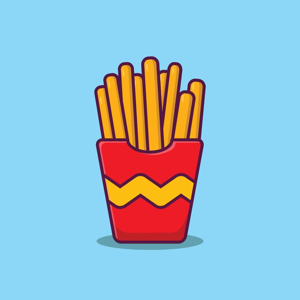 Pommes frites Illustration flacher Cartoon-Stil Vektor