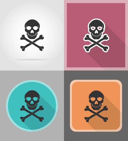 Flache Ikonen des Piratenschädels und der gekreuzten Knochen vector Illustration