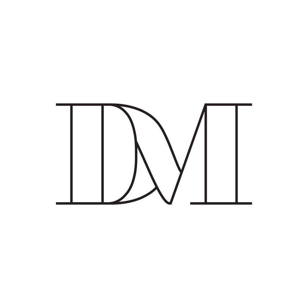 linje bokstav logotyp dm design vektor på vit bakgrund.