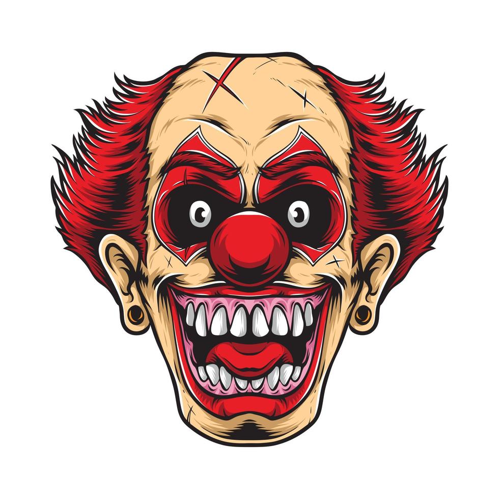 gruseliges rotes Clown-Vektor-Logo vektor