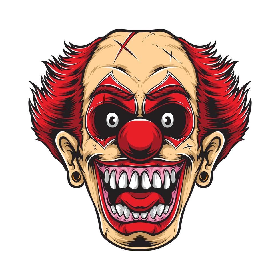 skrämmande röd clown vektor logotyp