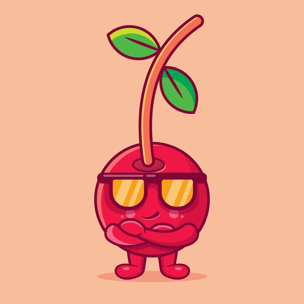 super cool körsbärsfrukt karaktär maskot isolerade tecknade i platt stil vektor