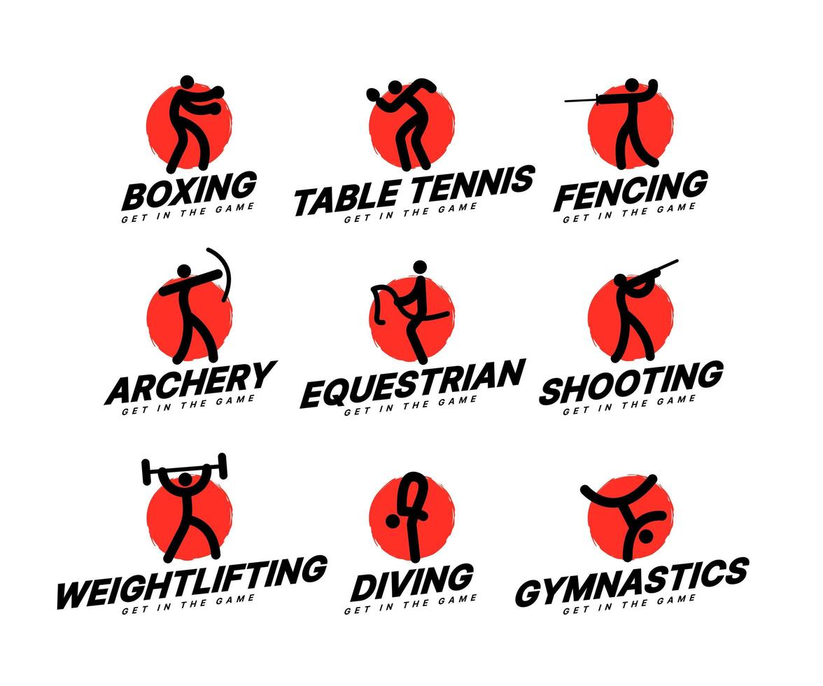 uppsättning sport ikoner turnering, sport club logotyp koncept. abstrakt sport symbol design vektorillustrationer vektor