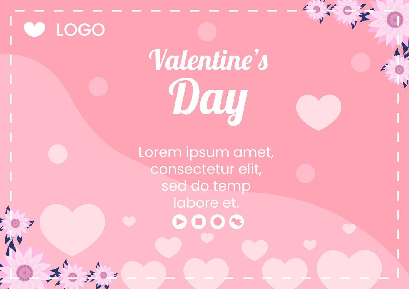 Happy Valentine's Day Broschüre Vorlage flaches Design Illustration editierbar von quadratischem Hintergrund für Social Media, Liebesgrußkarte oder Banner vektor