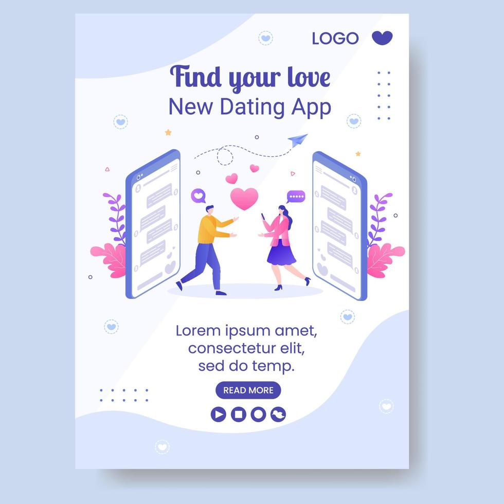 Dating-App für eine Liebesspiel-Banner-Vorlage flaches Design, bearbeitbar mit quadratischem Hintergrund, geeignet für soziale Medien oder Valentinstag-Grußkarten vektor