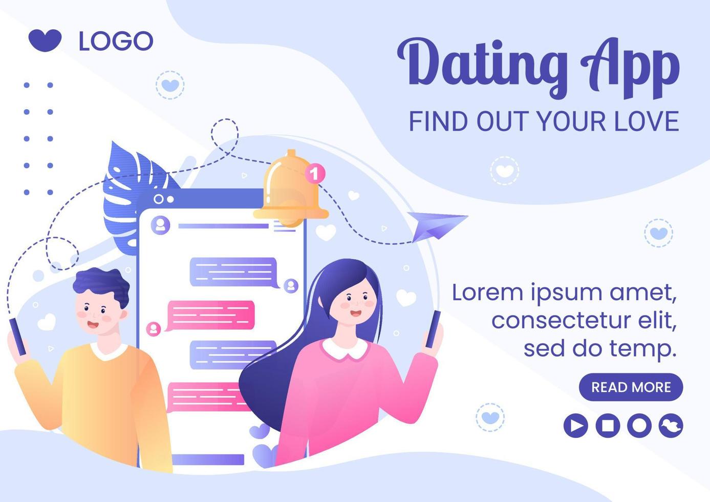 Dating-App für eine Liebesspiel-Broschürenvorlage flaches Design, bearbeitbar mit quadratischem Hintergrund, geeignet für soziale Medien oder Valentinstagskarten vektor