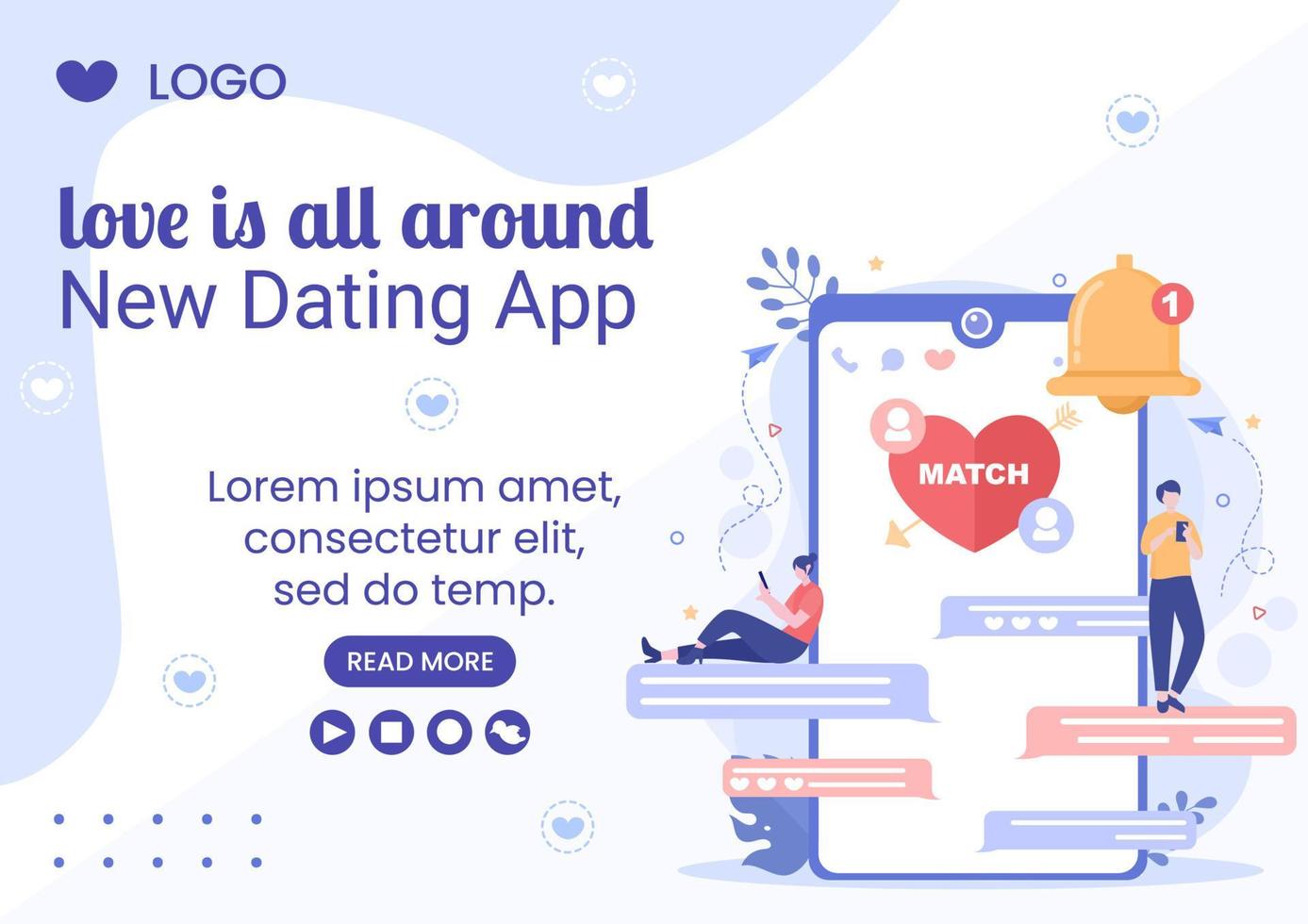 Dating-App für eine Liebesspiel-Broschürenvorlage flaches Design, bearbeitbar mit quadratischem Hintergrund, geeignet für soziale Medien oder Valentinstagskarten vektor