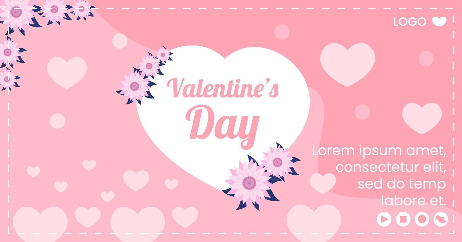 Happy Valentine's Day Post Template flaches Design Illustration editierbar von quadratischem Hintergrund für Social Media, Liebesgrußkarte oder Banner vektor
