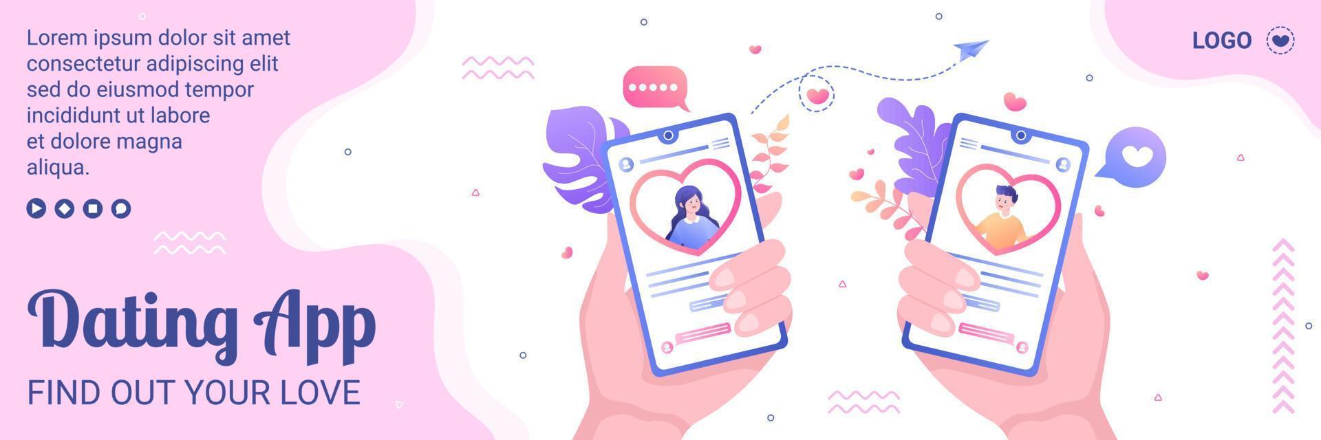 Dating-App für eine Liebesspiel-Cover-Vorlage flaches Design, bearbeitbar mit quadratischem Hintergrund, geeignet für soziale Medien oder Valentinstag-Grußkarten vektor