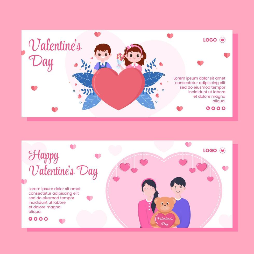 glad alla hjärtans dag banner mall platt design illustration redigerbar av kvadratisk bakgrund för sociala medier, kärlek gratulationskort eller webb vektor