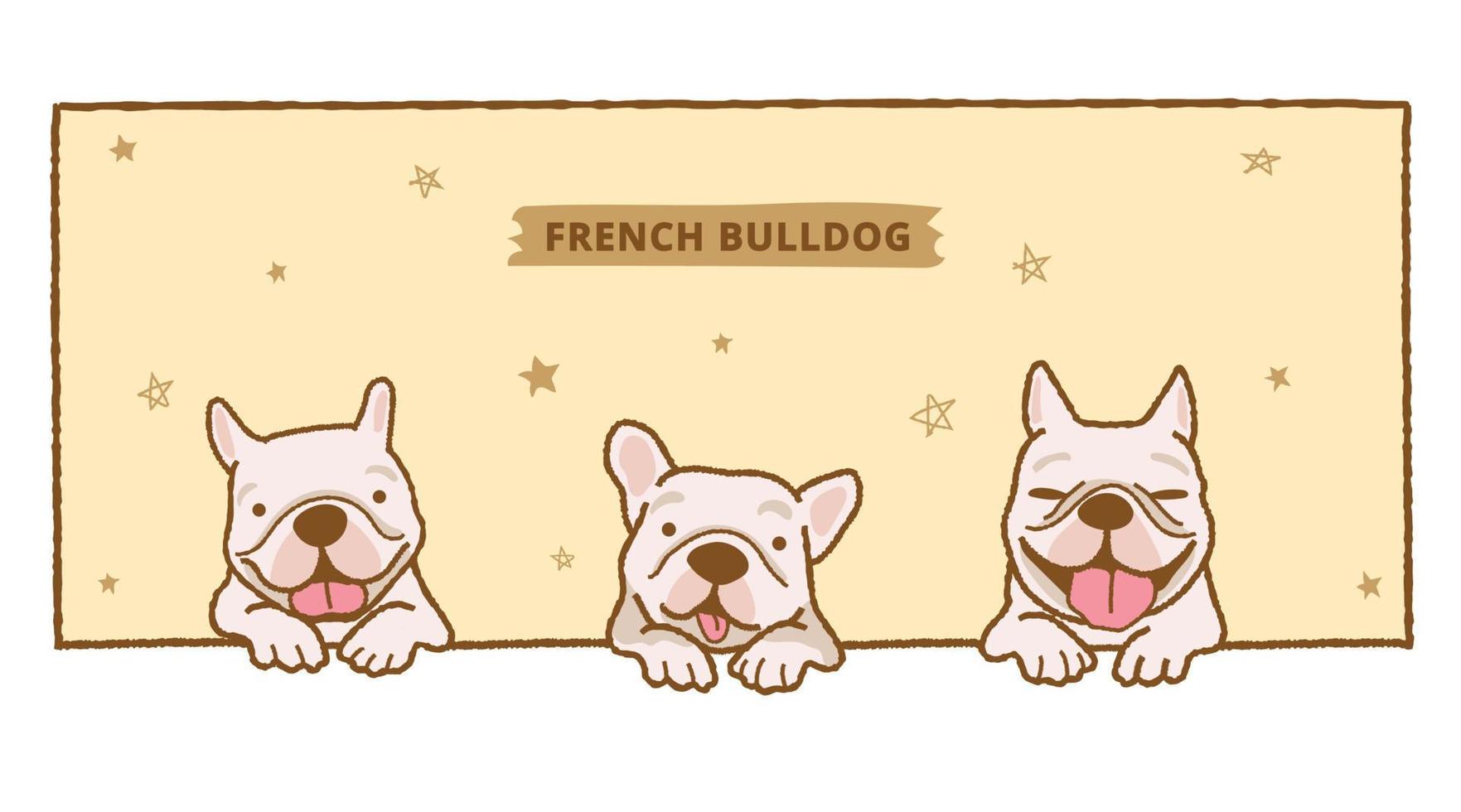 Cartoon französische Bulldogge Illustration Hintergrundrahmen vektor