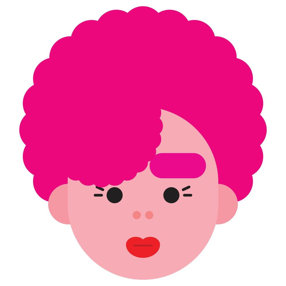 schönes Mädchengesicht mit rosa Haaren. vektor