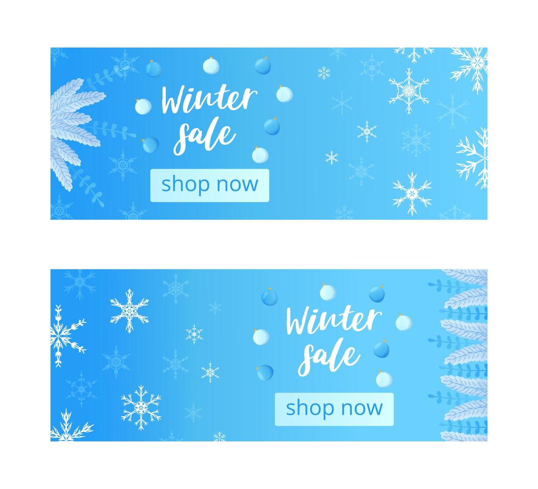 premium blå jul banner set med geometriska snöflingor. vektor