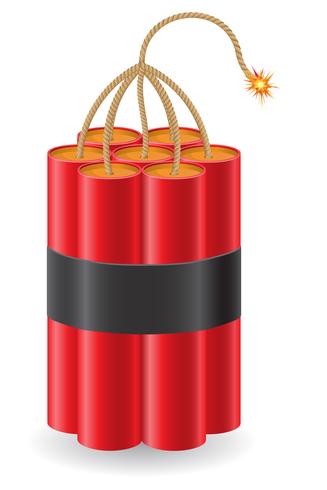 explosives Dynamit mit einer brennenden Sicherungsvektorillustration vektor