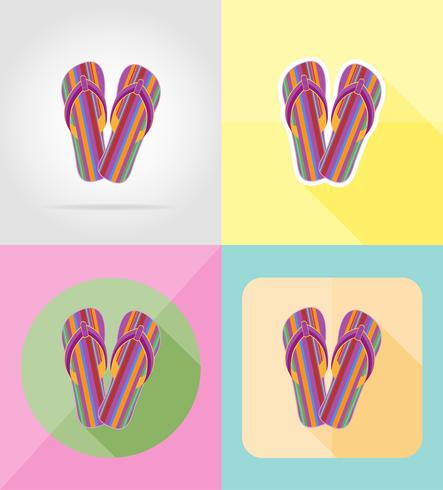strand flip flops platt ikoner vektor illustration