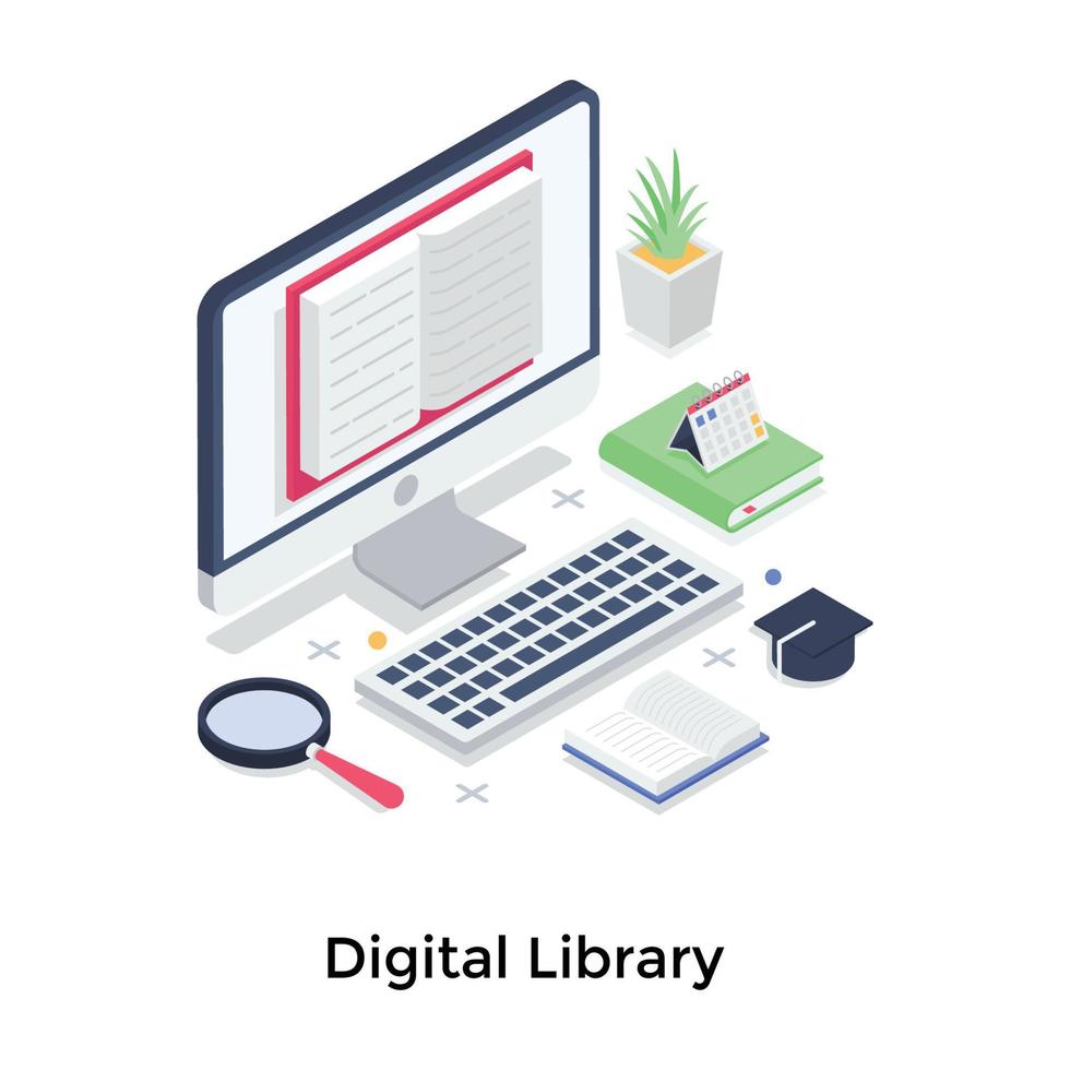 koncept för digitalt bibliotek vektor