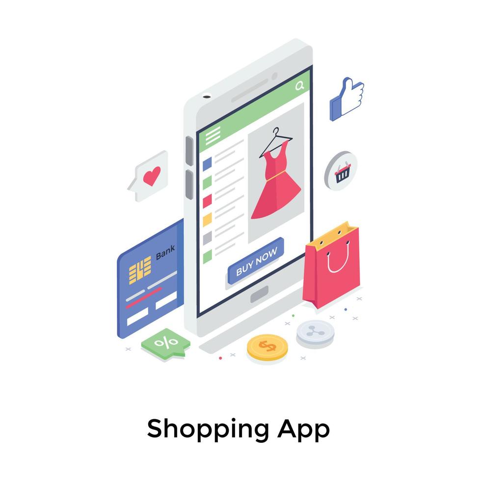 shopping app koncept vektor