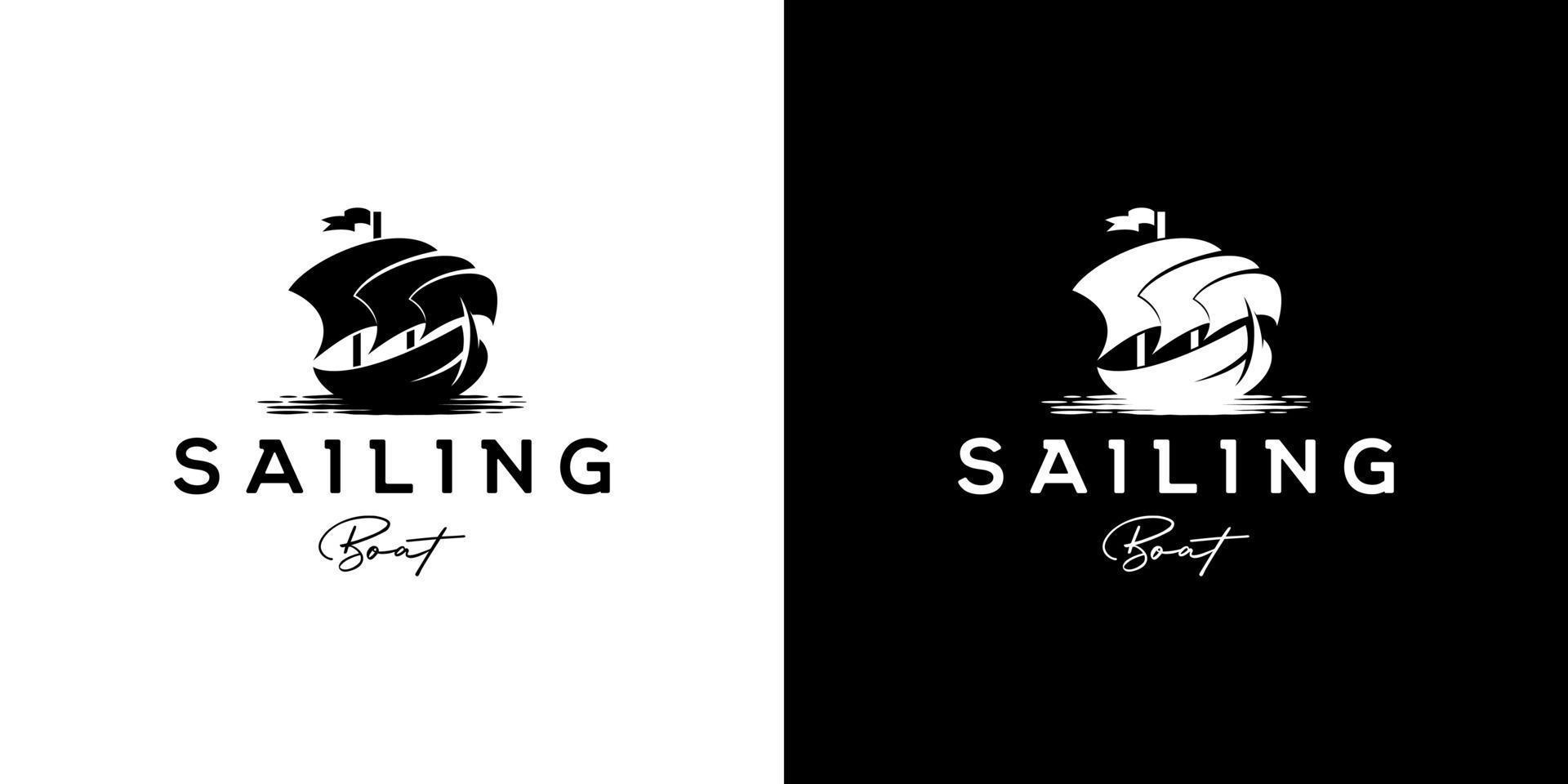 traditionelle Segelyacht, Boot, Schiffssilhouette-Logo-Designvektor vektor