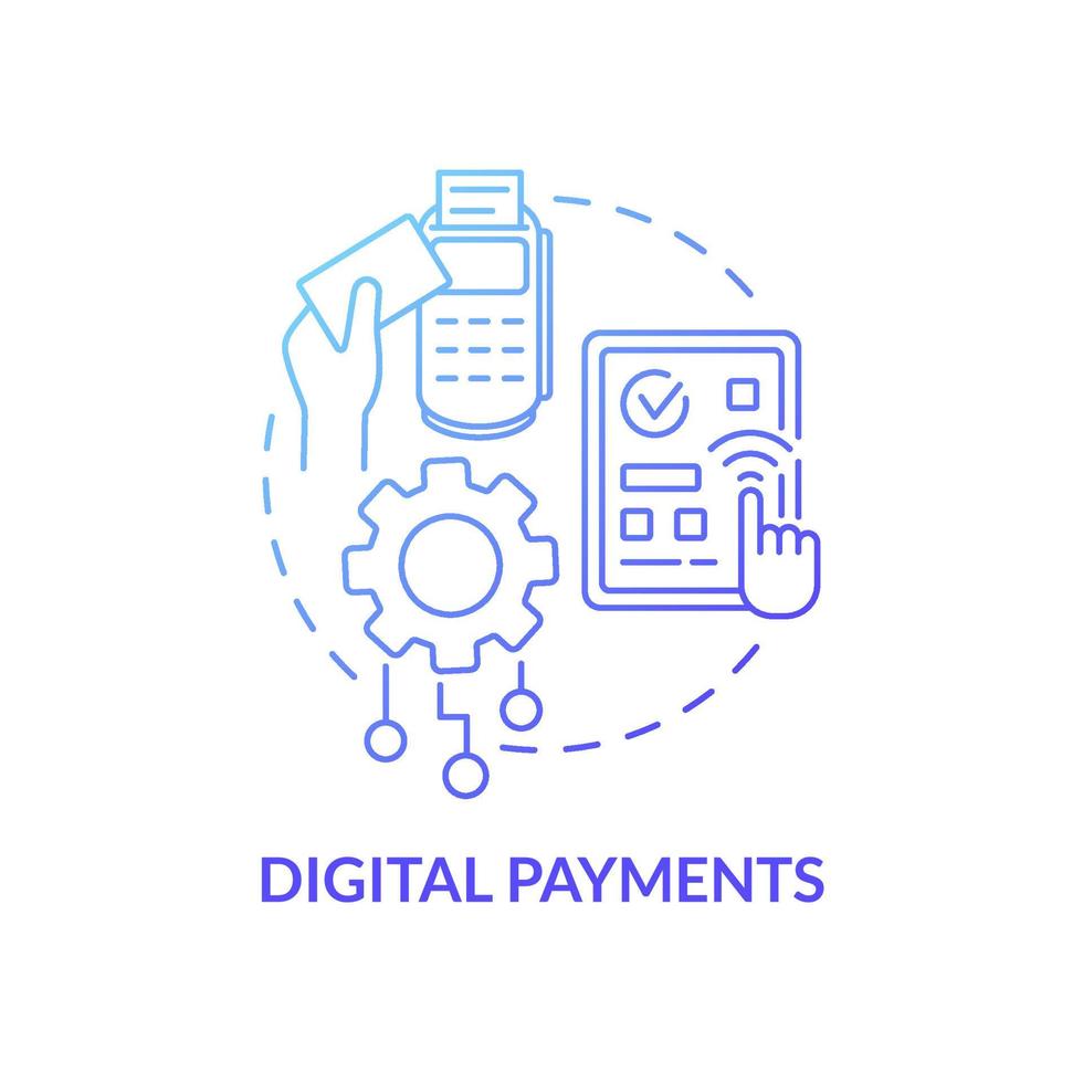 digitala betalningar blå gradient koncept ikon. säkerhet för onlinebanksystem. internet shopping och betalning abstrakt idé tunn linje illustration. vektor isolerade kontur färgritning