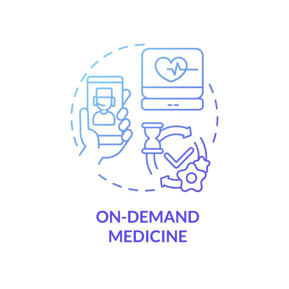 on-demand medicin blå gradient koncept ikon. apotek beställer leverans. digitalisering av sjukvård abstrakt idé tunn linje illustration. vektor isolerade kontur färgritning