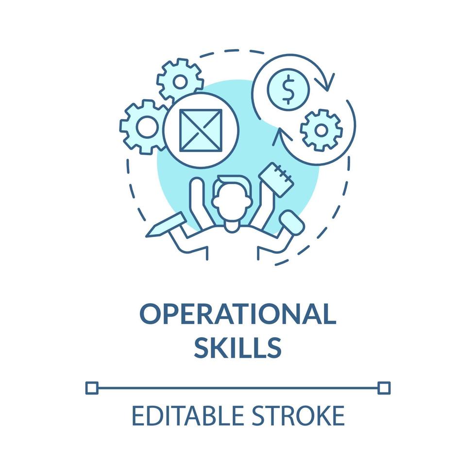 operativa färdigheter turkosblå konceptikonen. företagsledningslösningar. entreprenörskap framgång abstrakt idé tunn linje illustration. vektor isolerade kontur färgritning. redigerbar linje