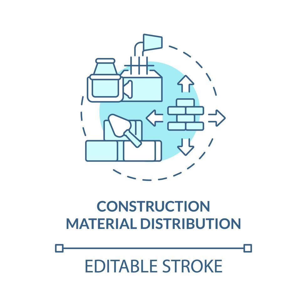 byggmaterial distribution turkos blå konceptikon. grossistverksamhet. byggmaterial abstrakt idé tunn linje illustration. vektor isolerade kontur färgritning. redigerbar linje