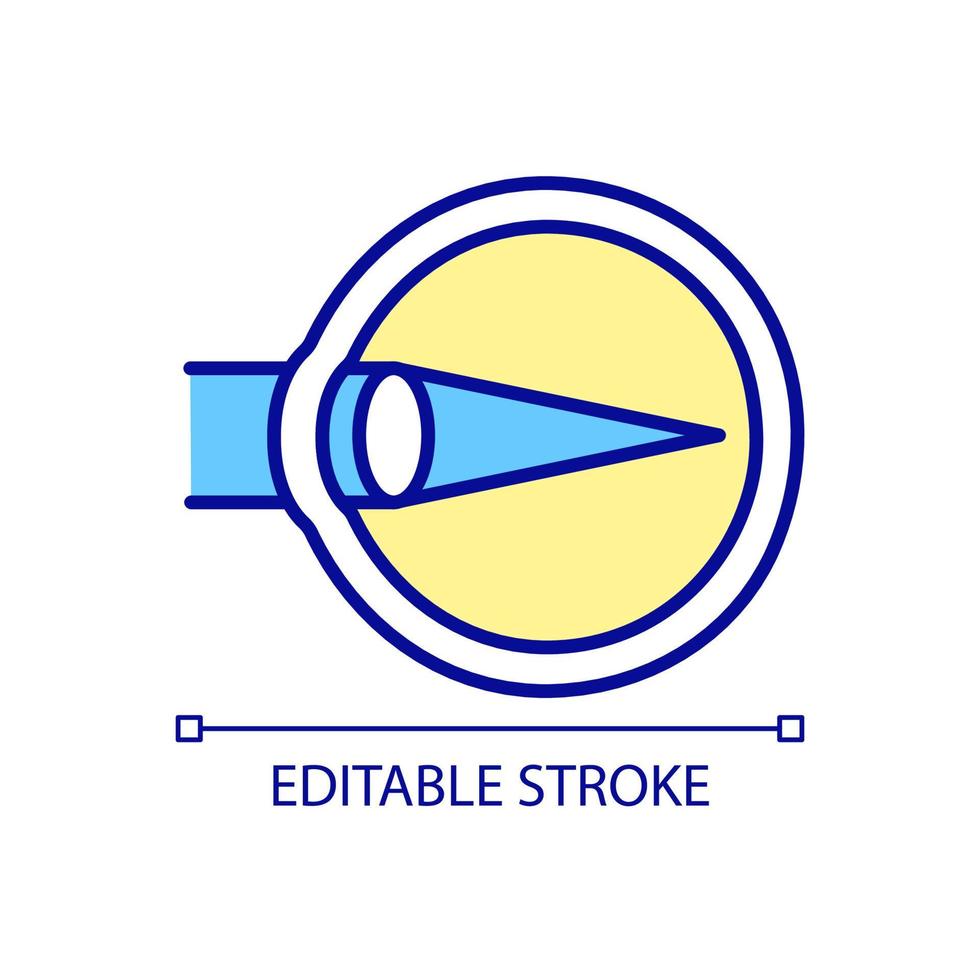 Laser-Augen-Verfahren RGB-Farbsymbol. deutliche Verbesserung des Sehvermögens. Genesung nach schneller und sicherer Augenoperation. isolierte Vektor-Illustration. einfache gefüllte Strichzeichnung. bearbeitbarer Strich vektor