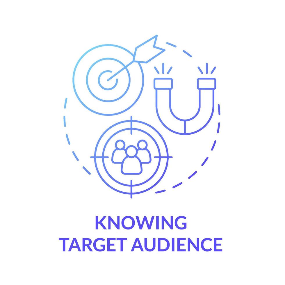 vetande målgrupp blå gradient koncept ikon. analysera kundbasen. forskning för kundgrupp. varumärke planering abstrakt idé tunn linje illustration. vektor isolerade kontur färgritning