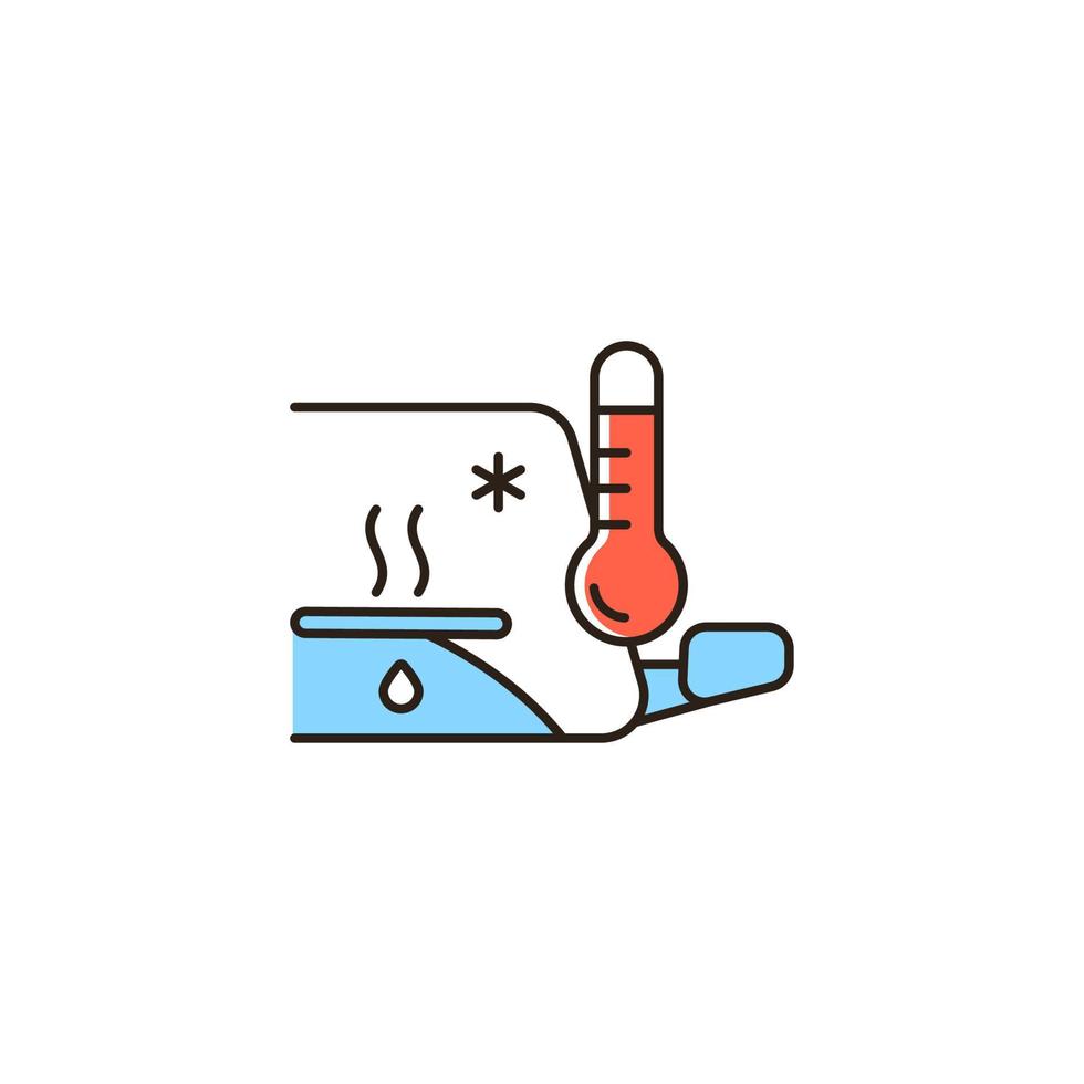 Beheizte Wischerblätter RGB-Farbsymbol. schmelzendes Eis und Schnee-Funktion. Entfrosten von Fenstern. halten die Windschutzscheibe frei von Eisbildung. Heizkörper. isolierte Vektor-Illustration. einfache gefüllte Strichzeichnung vektor