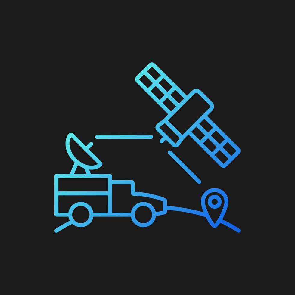 militär användning av satelliter gradient vektor ikon för mörkt tema. militär kommunikation, informationsöverföring. tunn linje färgsymbol. modern stil piktogram. vektor isolerade konturritning