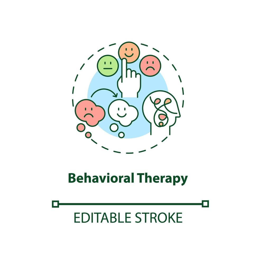 Symbol für das Konzept der Verhaltenstherapie. Behandlung von ADHS bei Erwachsenen abstrakte Idee dünne Linie Illustration. psychologische Beratung. Psychotherapie. Vektor isolierte Umriss-Farbzeichnung. bearbeitbarer Strich