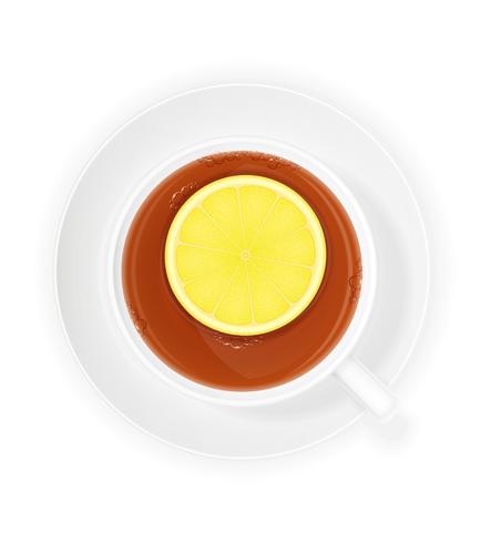 porslin kopp te med citron vektor illustration