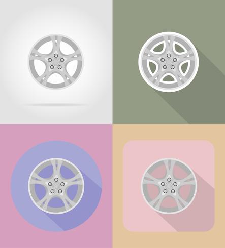 hjul för bil platt ikoner vektor illustration