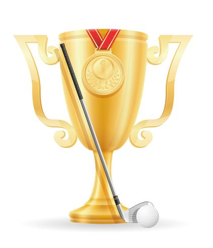 golf cup vinnare guld lager vektor illustration