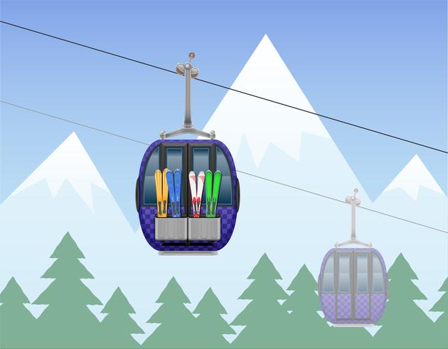 Berglandschaft mit Kabinen-Skilift-Vektor-Illustration vektor